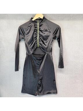 Urban Outfitters Women Small Romper Zip Front Cut Out Black